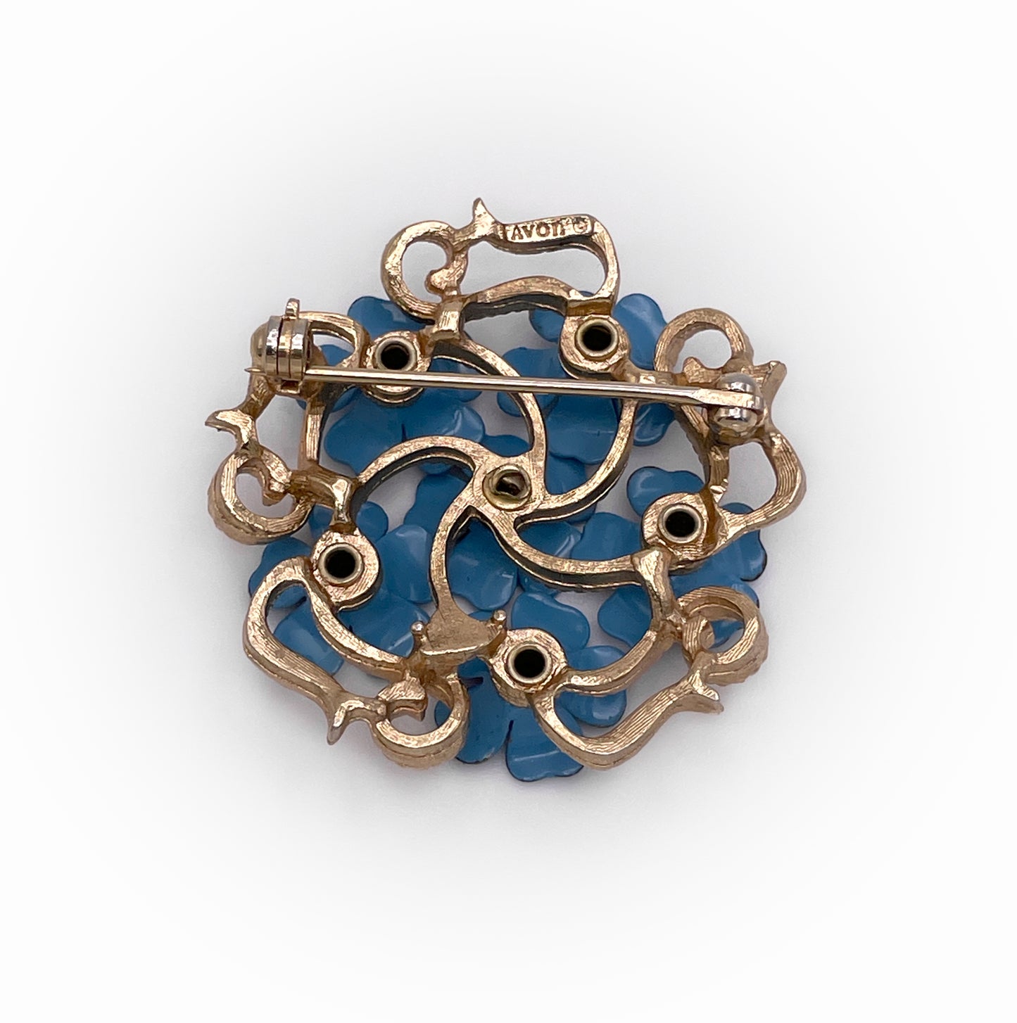 Rhinestone and Enamel Flower Brooch