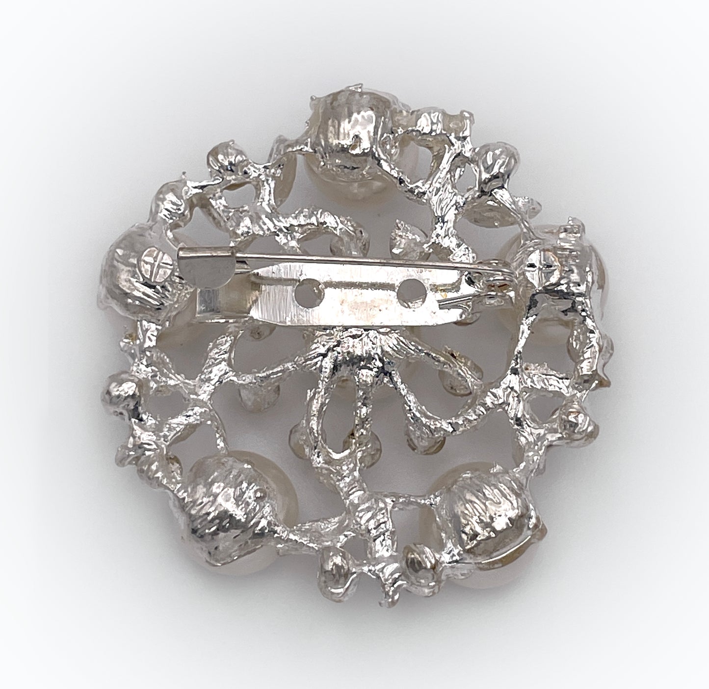 Faux Pearl and Rhinestone Brooch