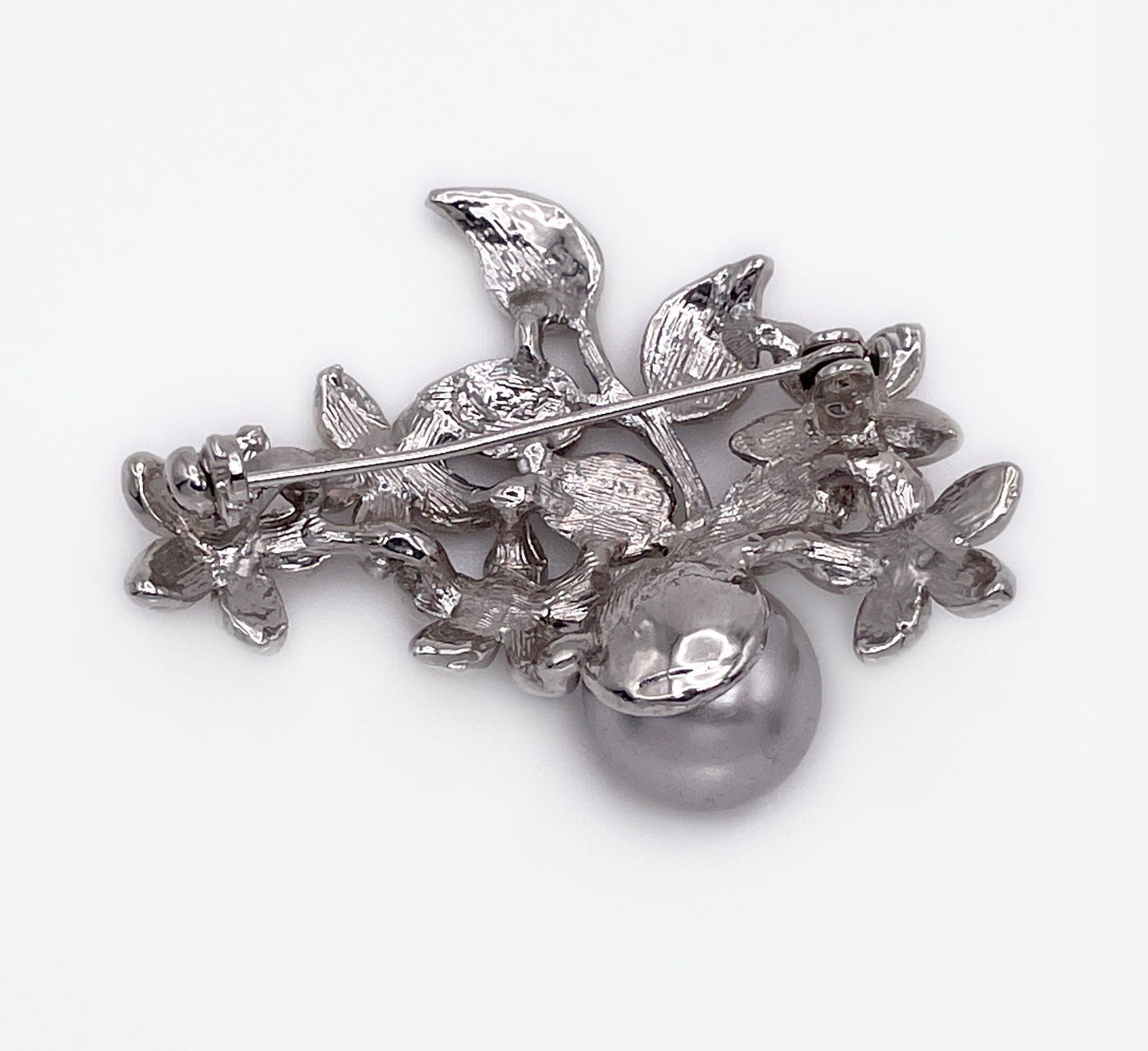 Rhinestone and large Faux Pearl Brooch